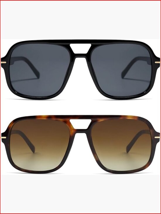 Aviator Sunglasses Oversized Retro Square UV Protection Unisex Adults main image 4